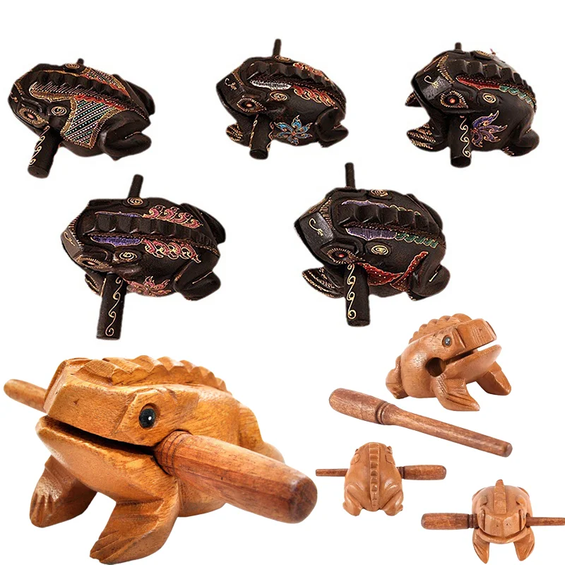 Thailand Traditional Wooden Lucky Frog Croaking Percussion Toy Musical Instrument Home Office Desk Decor Crafts Ornaments
