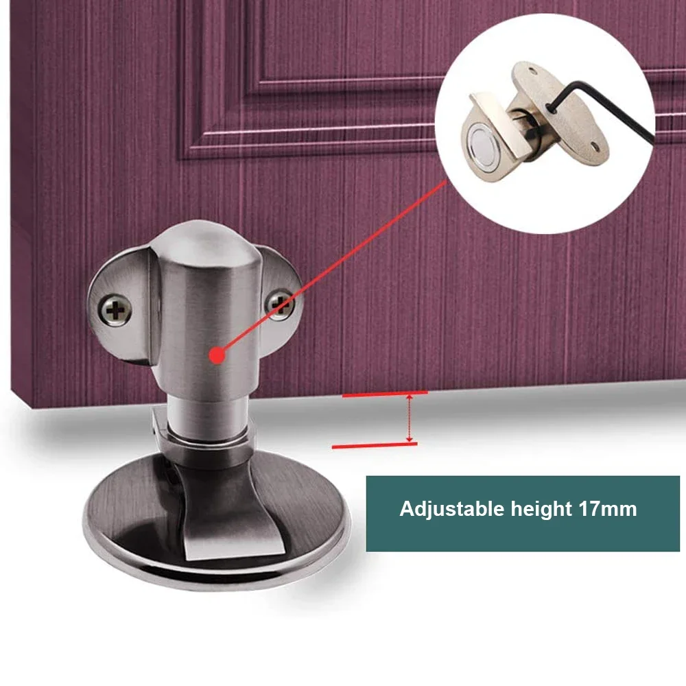 1-5pcs Adjustable Door Stop Punch-free Magnetic Door Stopper Zinc Alloy Anti-collision Door Holder Hidden Doorstop Door Hardware image 4