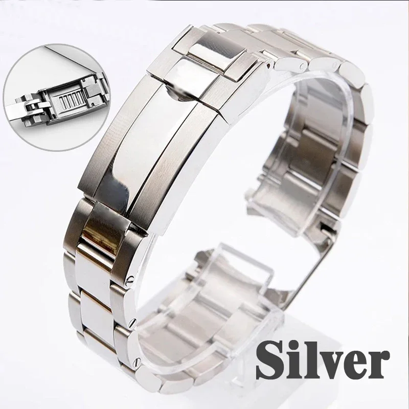 

20mm Brushed Polish Silver Stainless steel Watch Bands For Rolex Daytona Submarine Role strap Sub-mariner Wristband Bracelet