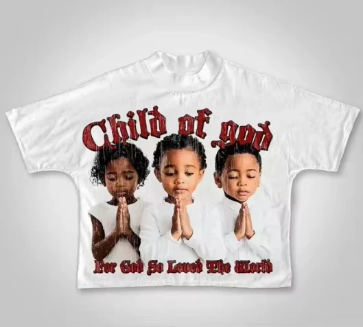 Sopula Child of God Children'S Prayer Graphic Print Cropped T-Shirts European American Style Vintage Alphabet Pattern T-Shirt