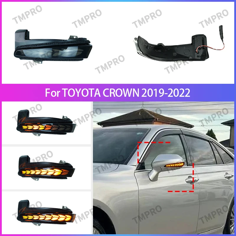 Smoked Lens Dynamic Flashing Flowing LED Rearview Mirror Turn Signal Light For Toyota 15 Gen Crown 2019-2022 