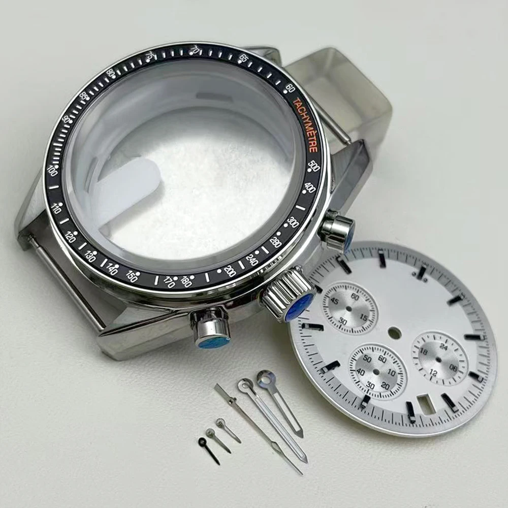 39.7mm water-resistant case with VK63 movement, multi-color bezel with luminous dial and hands, wristwatch accessories