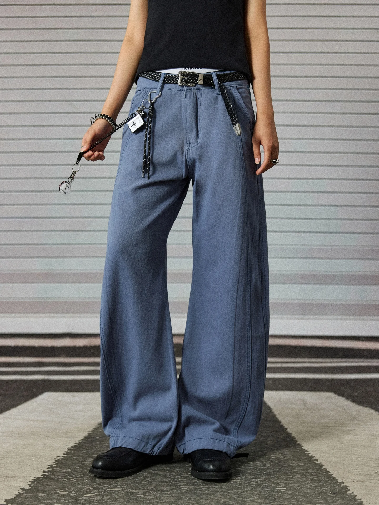 Blue Denim Workwear Pants Men's Trendy Brand New 3D Printing Knife Print High-End Feeling Handsome Straight Leg Jeans