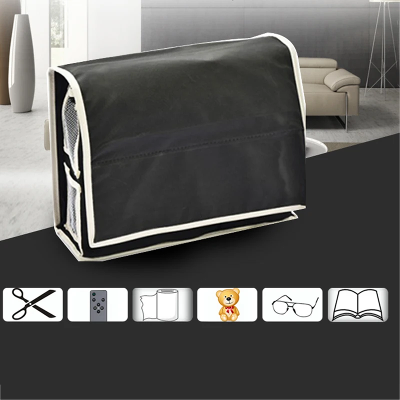 

Bedside Organizer Remote Control Storage Pocket Heavy Duty Oxford Pvc Collapsible Holder For Dorm Bedroom Desk Sofa Chair Black