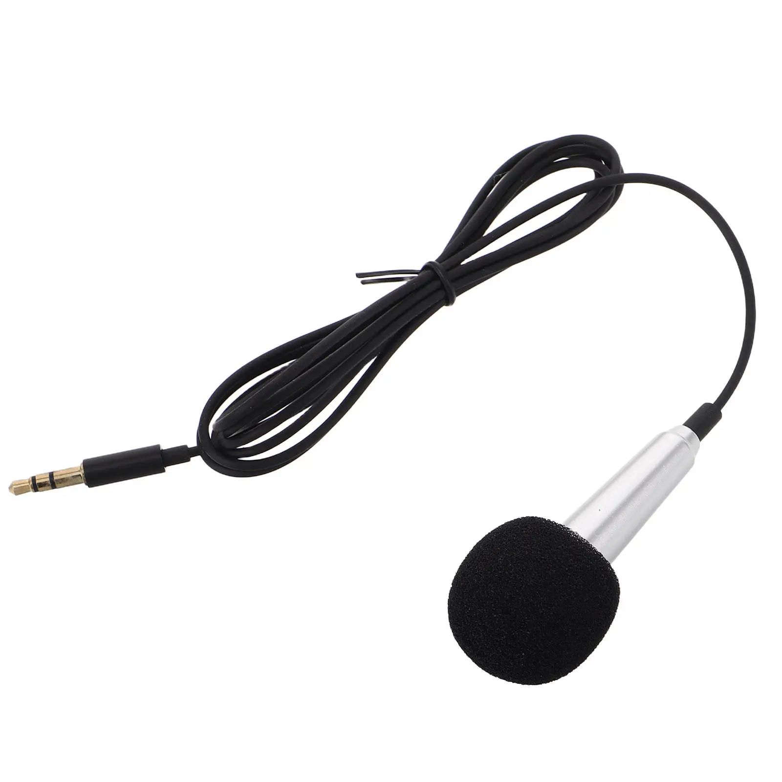 Miniature Metal Phone Microphone Silver Tiny Mic for Smartphone Portable Music Recording Live Streaming Supply