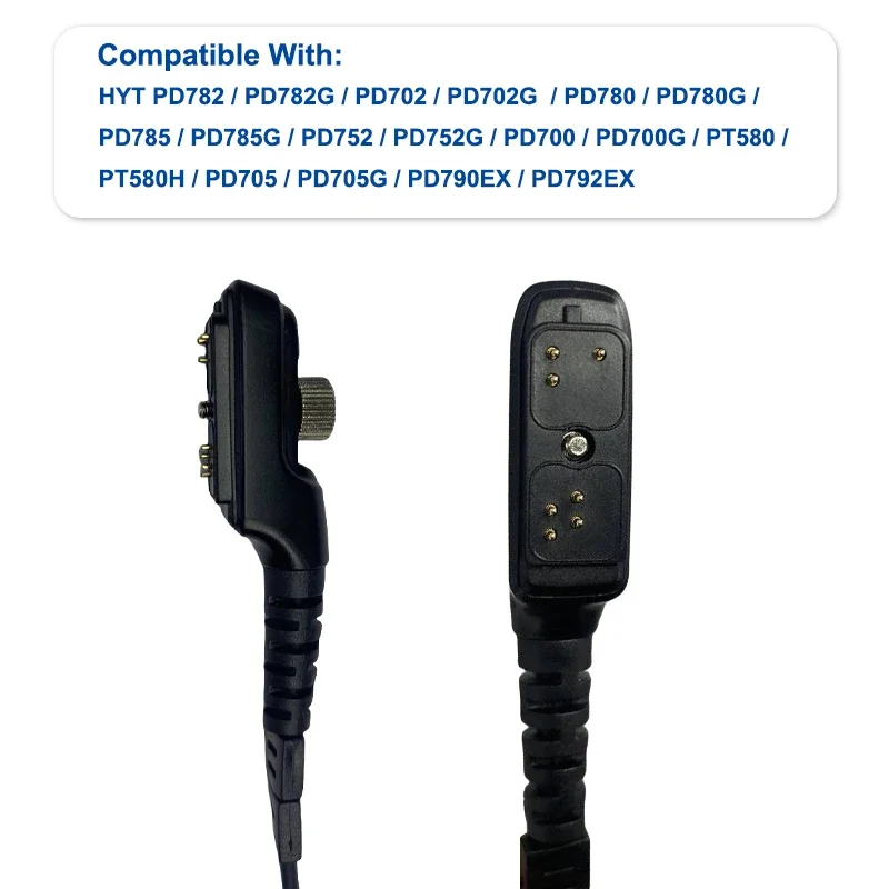 Walkie Talkie Acoustic Tube PTT Multi-pin Headset Earpieces Compatible with HYT PD580 PD700 PD702 PD705 PD708 PD752 PD780 PD782