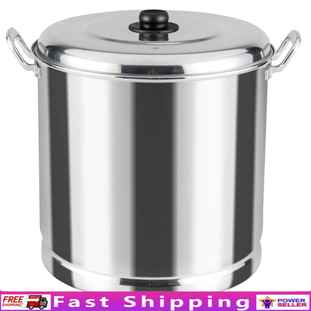 

27.5 Quart Aluminum Steamer Pot with Lid and Removable Tray Ideal Seafood Tamales Soups Stocks Crawfish Boils Hand Wash Only