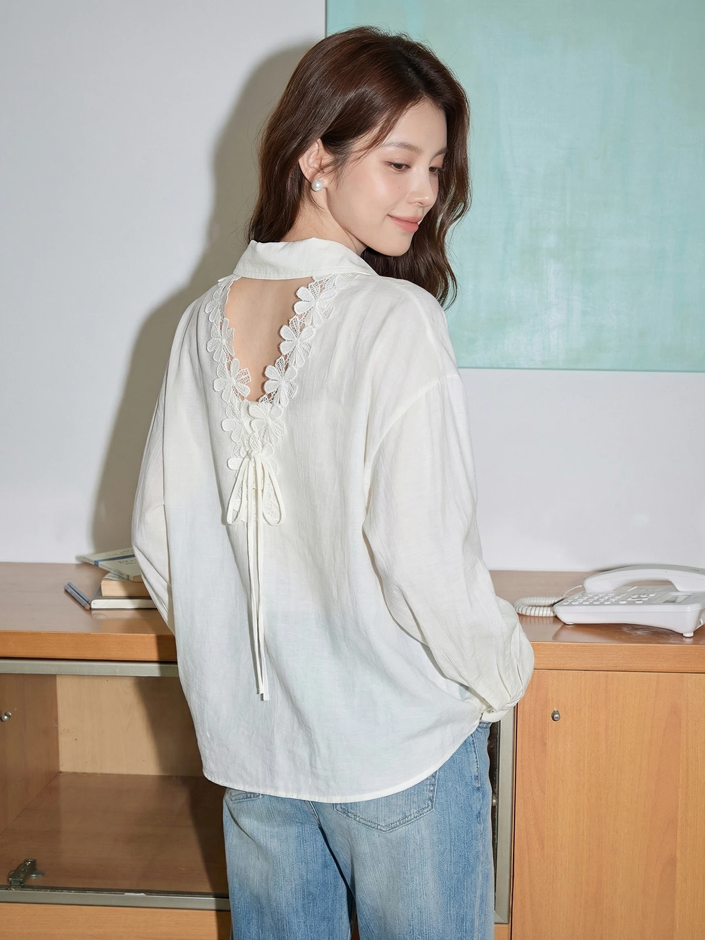 

Meng Ning Korean Sle Gentle Lace Collar Loose irt Summer New Design Ba Hollow out Sun Protection Top Women's Faion