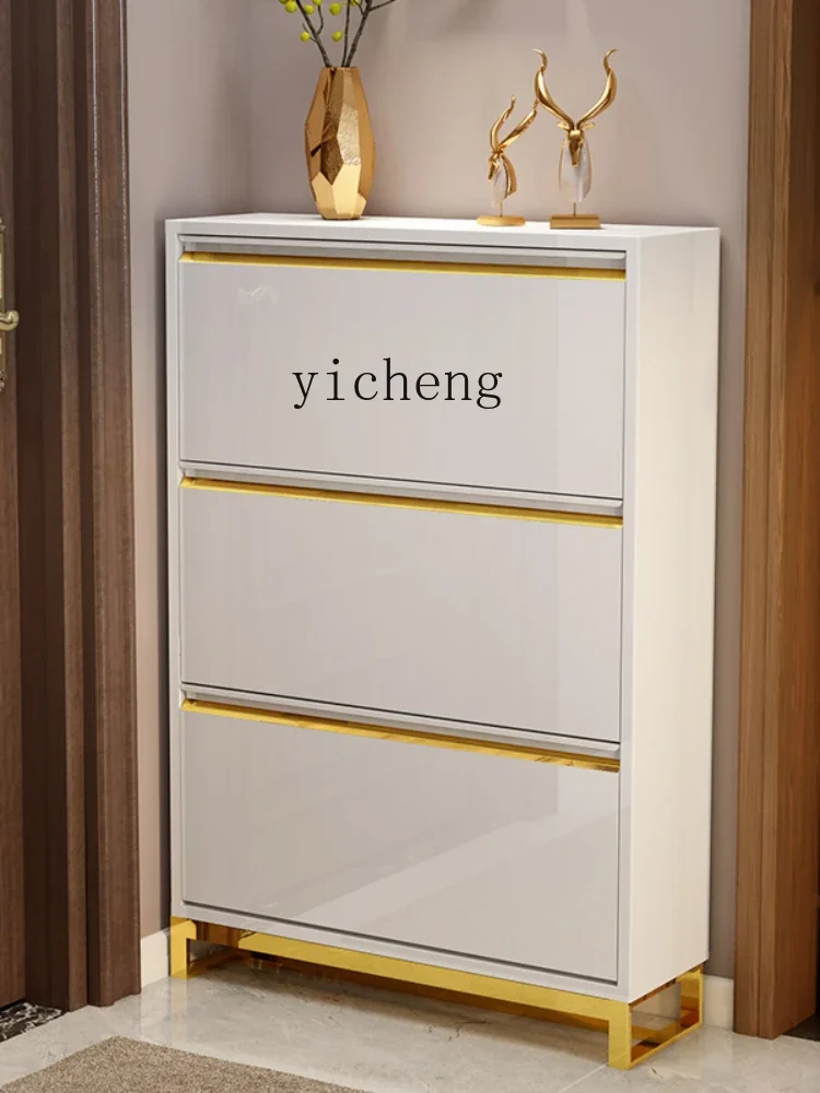 XL Light Luxury Shoe Cabinet Ultra-Thin 25cm Tilting Entrance Cabinet Large Capacity Narrow Storage Hall Cabinet