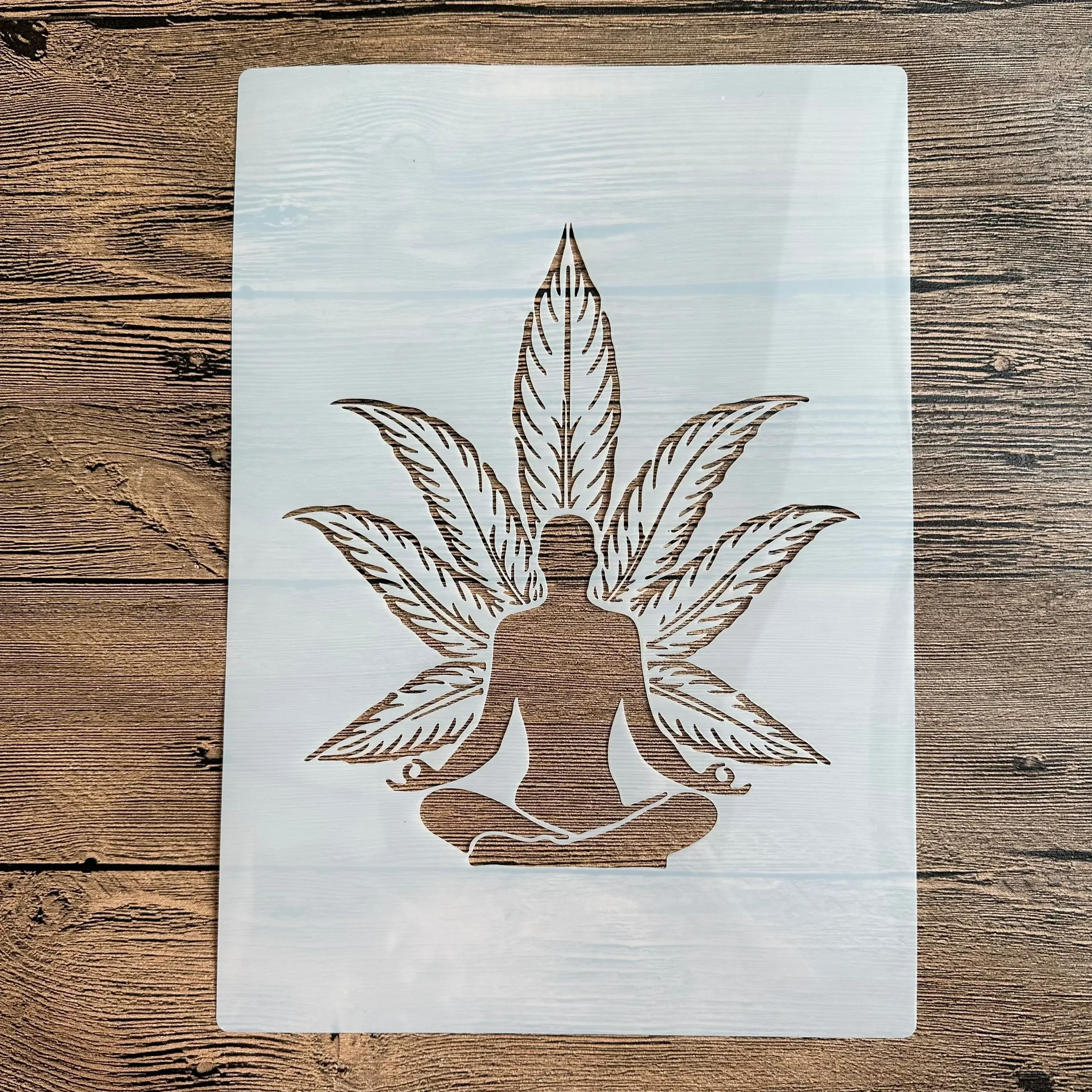 

A4 29 *21cm DIY mandala for painting stencils stamped photo album embossed paper card on wood, fabric Leaf Buddha Statue