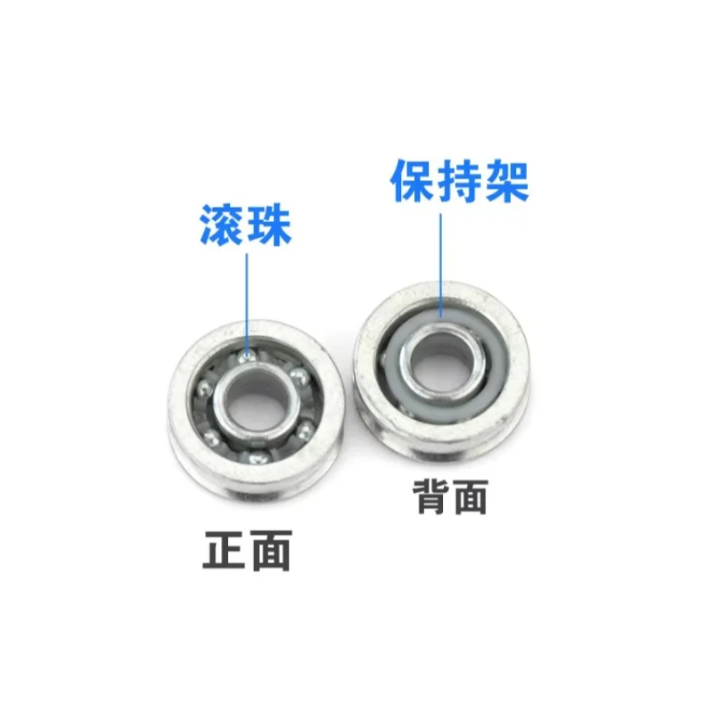 10Pcs  Iron galvanized U-shaped steel wire rope pulley groove pulley bearing hanging pulley roller 4x12x4mm