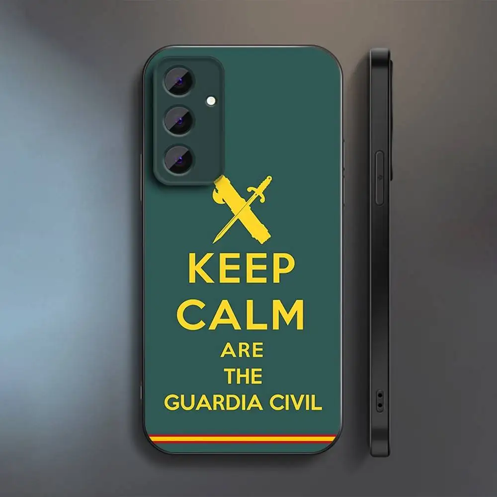 スペインガード民間エンブレム電話ケースサムスン S 25、24、23、22、30、21、10、9、ウルトラ、プラス、ライト、FE、4、5 G ソフトブラックケース