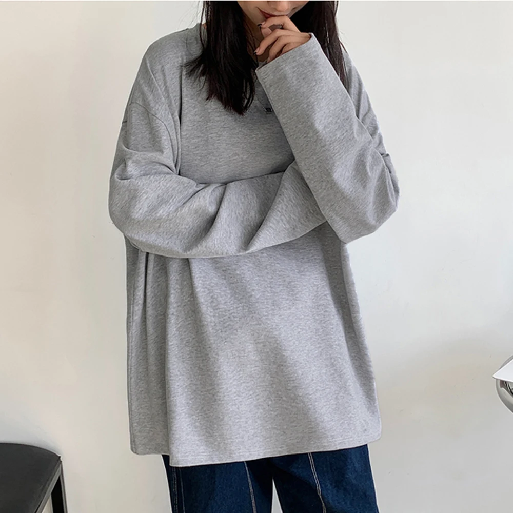 King Billion Women's Long Sleeve Cotton T-Shirt Oversize 5