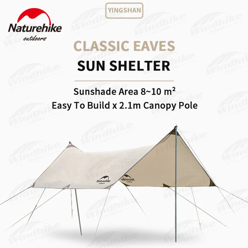 Naturehike Camping 10㎡ Sun Shelter Tent Big Space 150D Silver coating Waterproof SunShade Awning 3 Sizes Beach Picnic Sky Screen