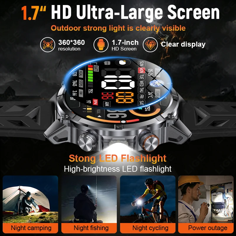 2026 T-RX4 Ultra Military Outdoor Smart Watch Men Compass SOS Flashlight Health Watches IP68 Waterproof Sports Smartwatch Men