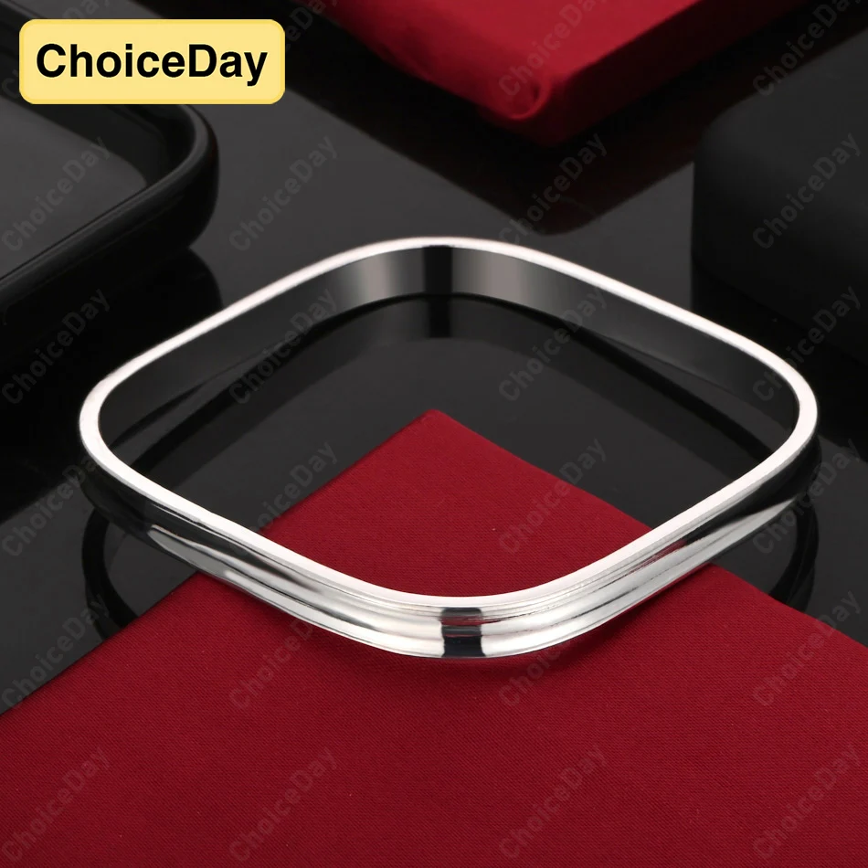 

ChoiceDay 925 Sterling Silver Fashion Simple Square Bracelet Women Wedding Party Accessories Jewelry