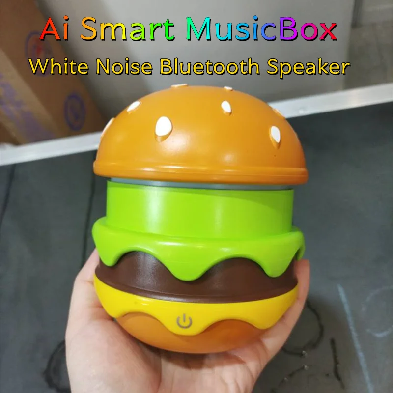 Ai Smart Musicbox غرفة نوم الطفل الأبيض الضوضاء الجدول مصباح LED ضوء الليل شكل همبرغر الإبداعية سمّاعات بلوتوث ضوء السمعات #1