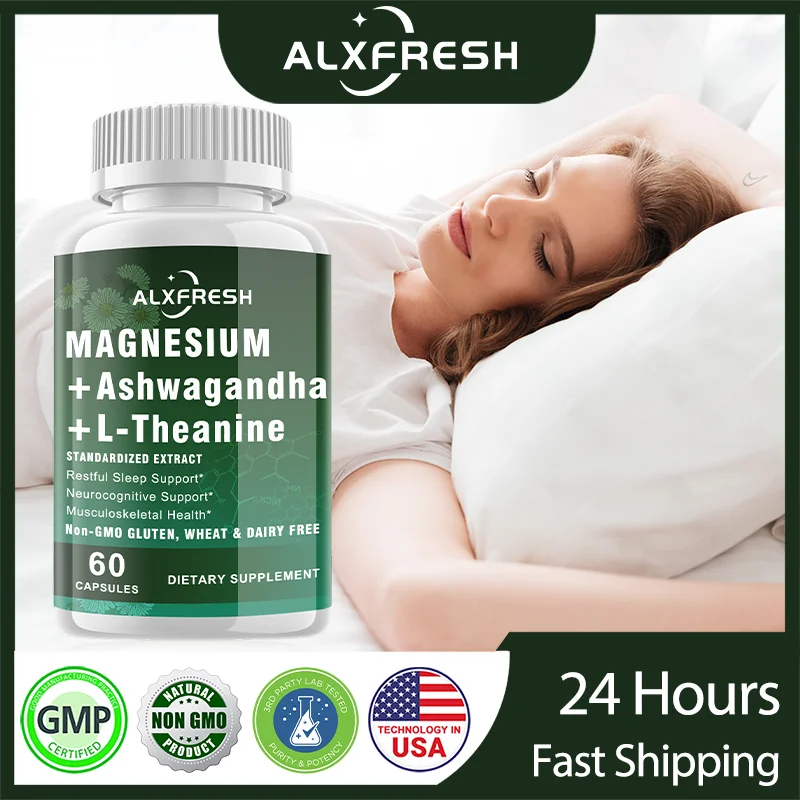 Magnesium Capsules Support Heart Blood Pressure Bone Brain Health Energy Production Improve Sleep Quality Relax Muscles and Mood