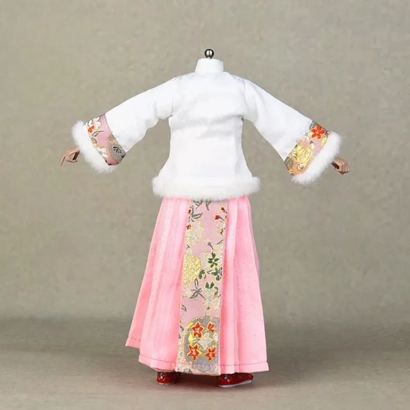 1/6 Maßstab Chinesisches Tang-Kostüm für Frauen, bedruckter Hanfu-Pferdegesichtsrock, Kapuzenumhang für 12-Zoll-Soldaten-Actionfigur-Puppe – Detail 5