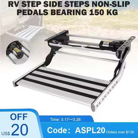 TYTXRV Caravan Accessories RV Step Aluminum Electric/Manual Pull Out Folding Singe Ladder