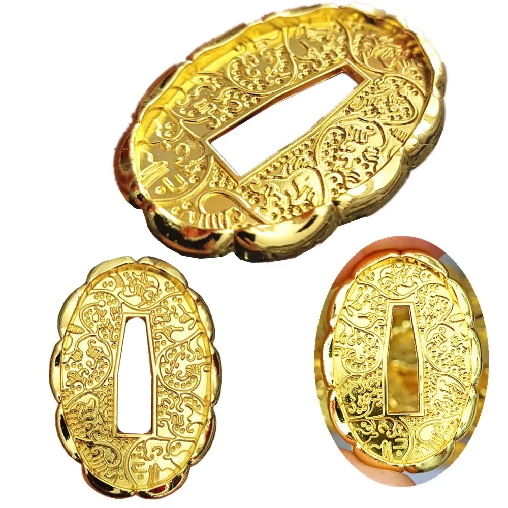 Small Golden Tsuba Hand Guard For Japanese Samurai Sword Katana Wakizashi Tanto