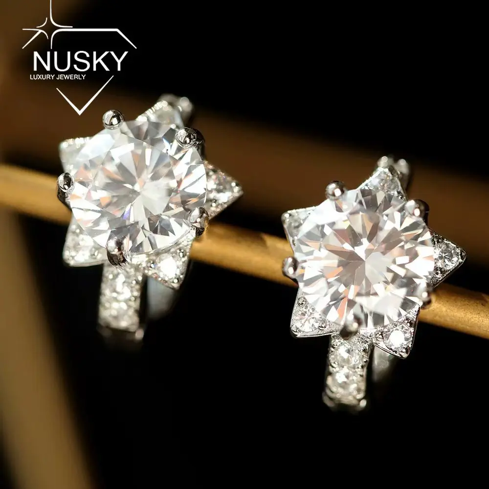 1CT Round Cut Moissanite Hoop Earring for Women Sparkling Lab Diamond GRA S925 Silver 18K White Gold Plated Star Wedding Jewelry