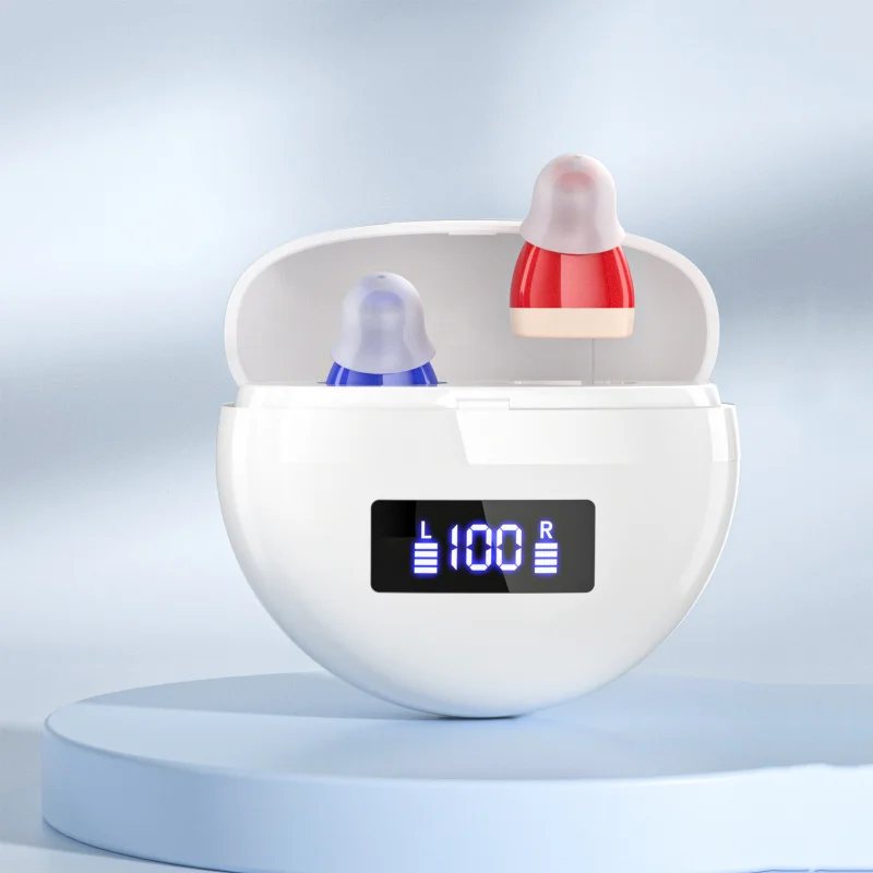 ポータブル充電式補聴器-大人用ヘッドホン型補聴器-磁気充電式で調整可能な低ノイズ補聴器