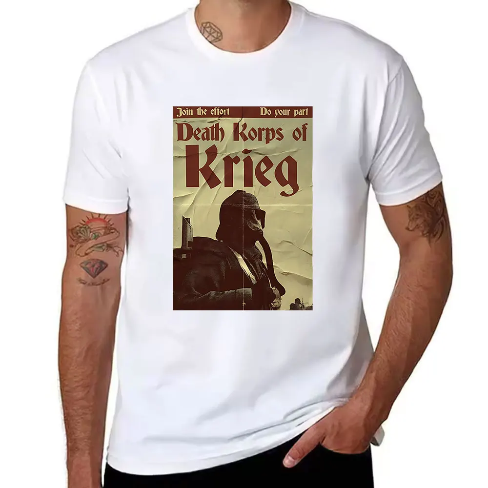 Men's Cotton T-Shirt Death Korps of Krieg Vintage Propaganda Print Casual Short Sleeve Tee