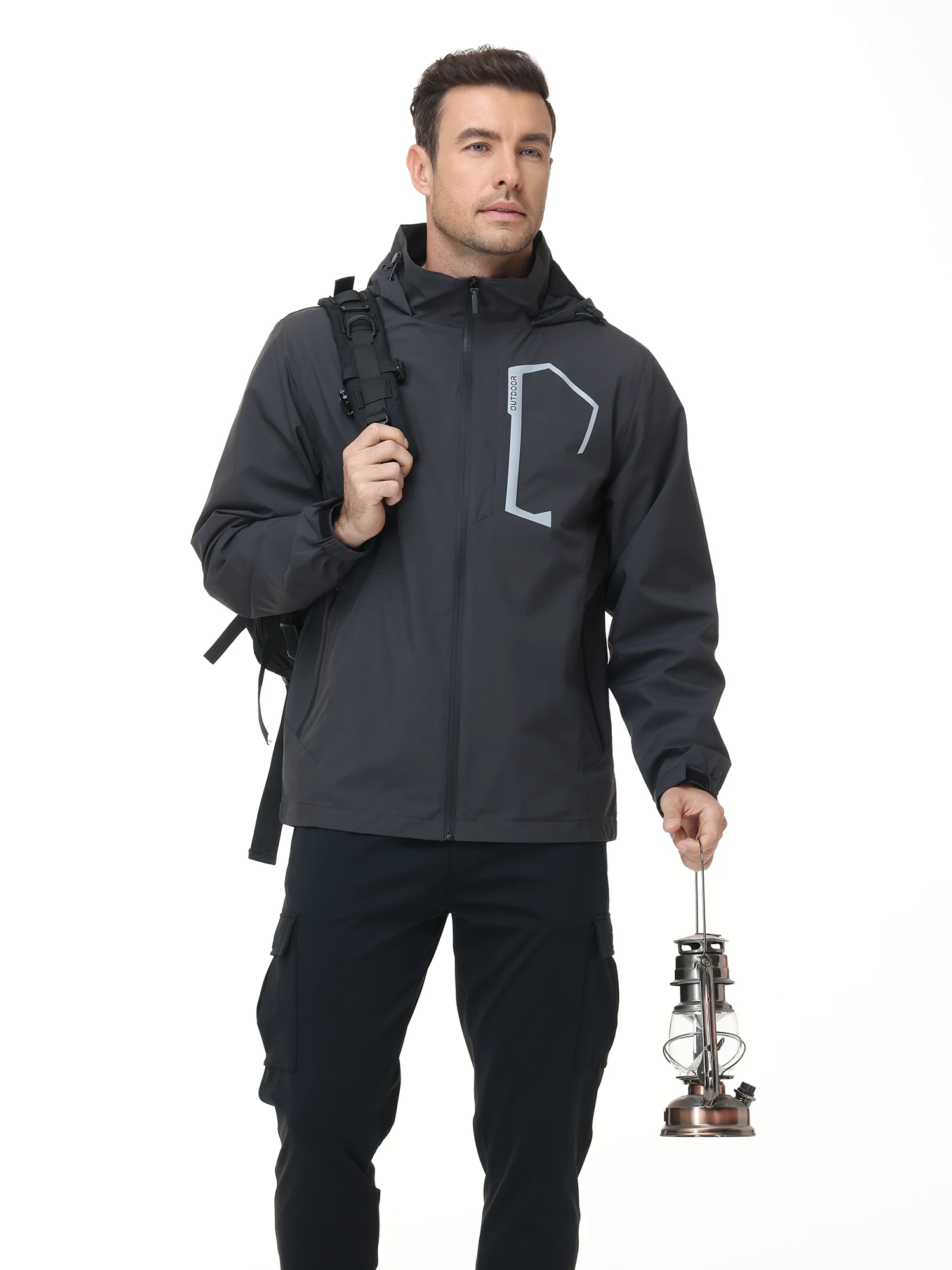 Sommer Herren Outdoor-Jacke Wasserdichte Regenjacke, Dünne Regenjacke mit Mehreren Taschen für Camping Wandern Radfahren Angeln – Detail 9