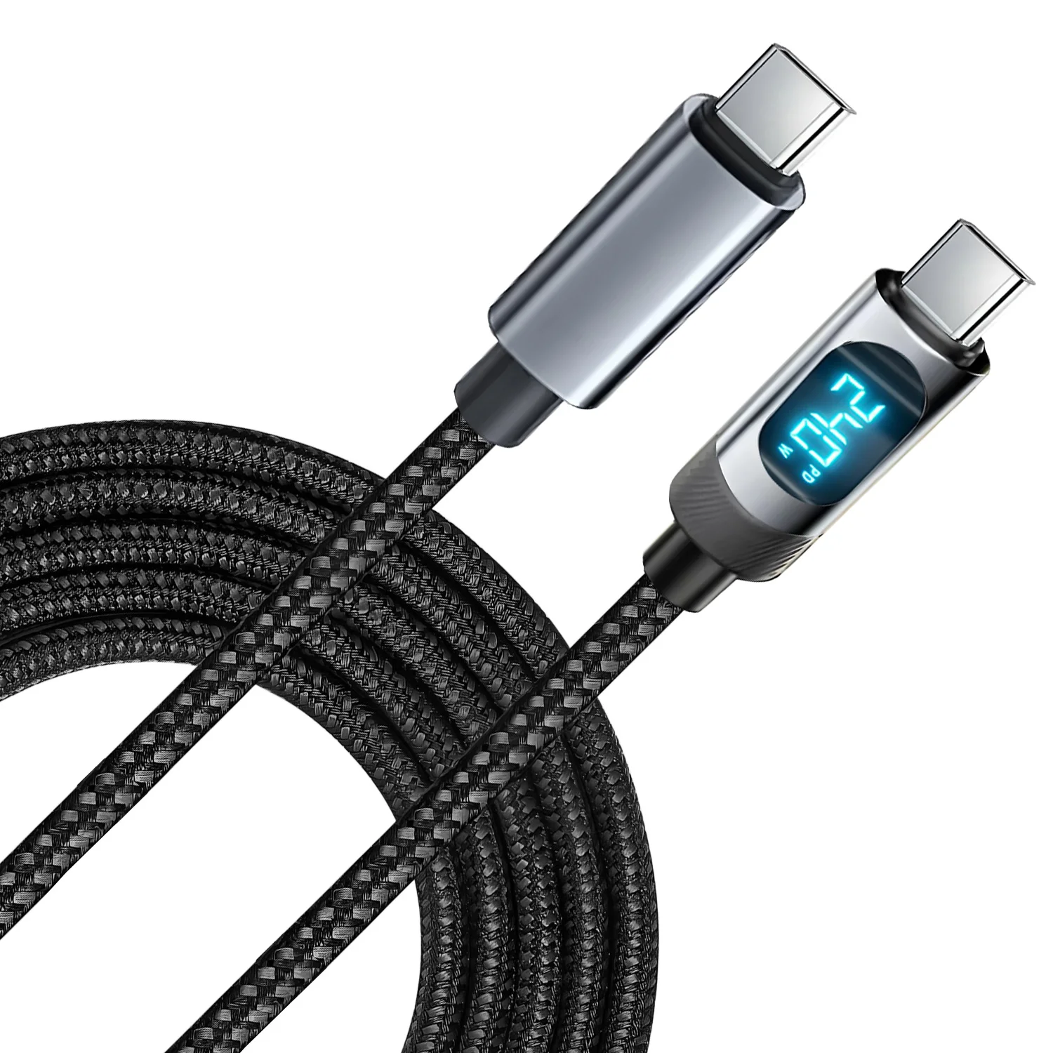 240W PD USB C to USB C Cable with LED Display Fast Charging Cord for Samsung Xiaomi Vivo Realme Motorola Type C Charger Cable