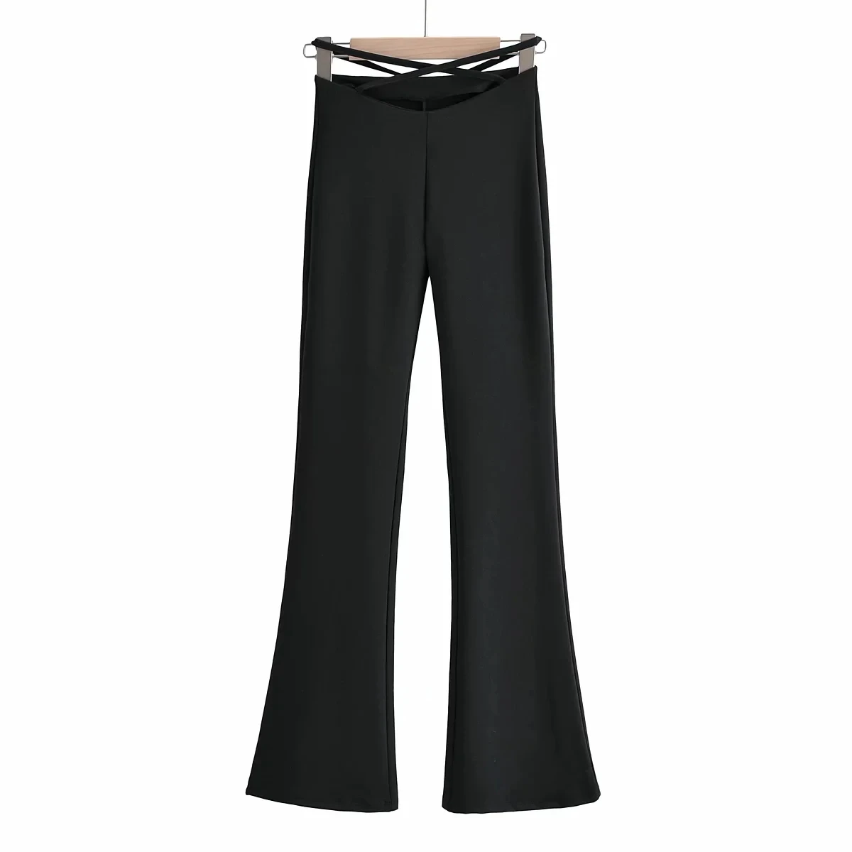 Damskie spodnie casual z wysokim stanem, z paskiem, wiązane, elastyczne, wyszczuplające, modne, długie spodnie, styl uliczny, wygodne, modne.