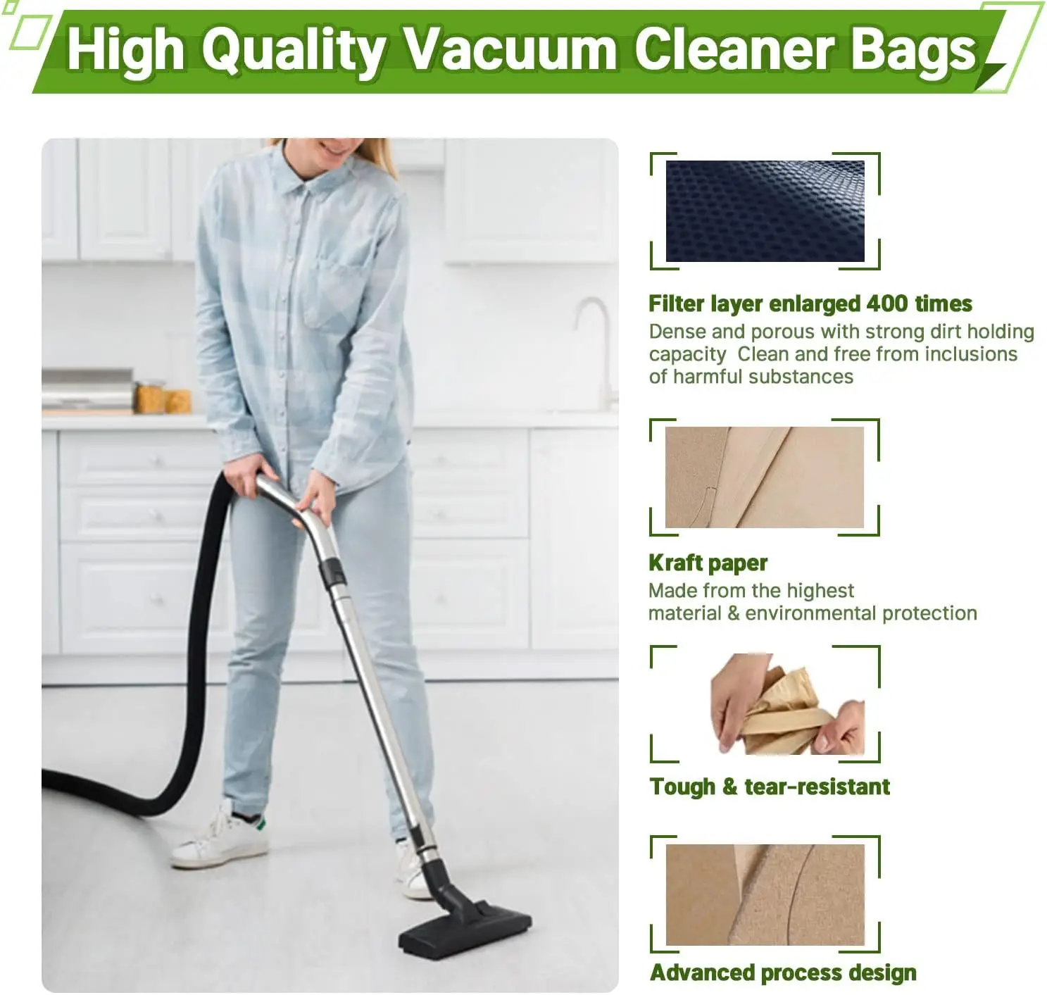 Vacuum Cleaner Bags for Kärcher WD2 MV2 WD 2.200 WD2250 A2004 A2054 A2099 6.904-322.0, Paper Vacuum Dust Bags for Karcher WD