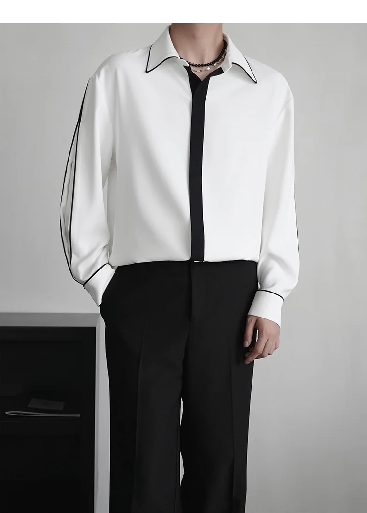 XS-6XL New 2024 Men Women's Clothing Catwalk Niche Black And White Contrasting Pullover Shirt Coat Lovers Plus Size Costumes