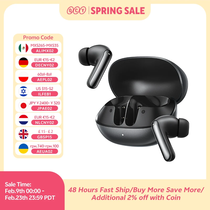 

QCY Melobuds N20 HT20 Беспроводные наушники Bluetooth 6.0 -50 дБ Адаптивный ANC 13 мм Драйверы Гарнитуры 6 микрофонов HD-вызовы Наушники 40 часов