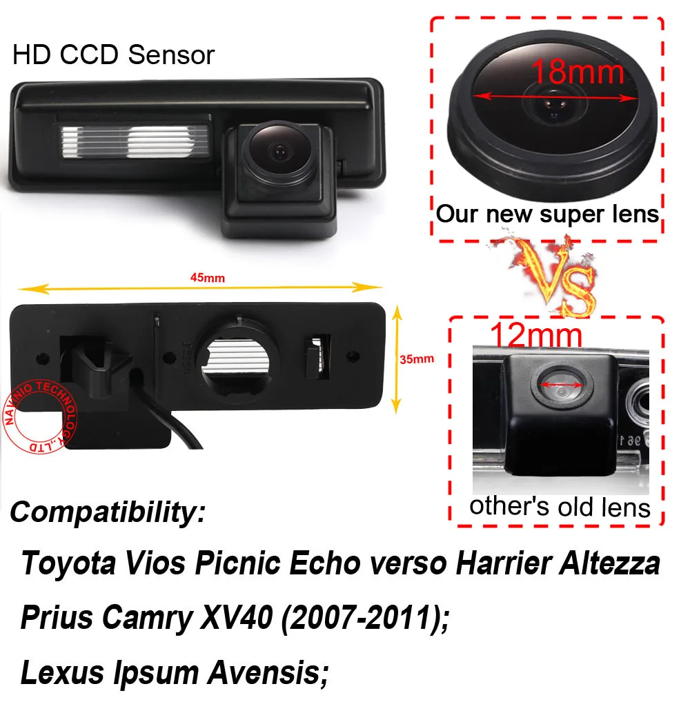 Car rear view Back up Camera  For Toyota Vios Picnic Echo verso Harrier Altezza Prius Camry XV40 Lexus lpsum Avensis