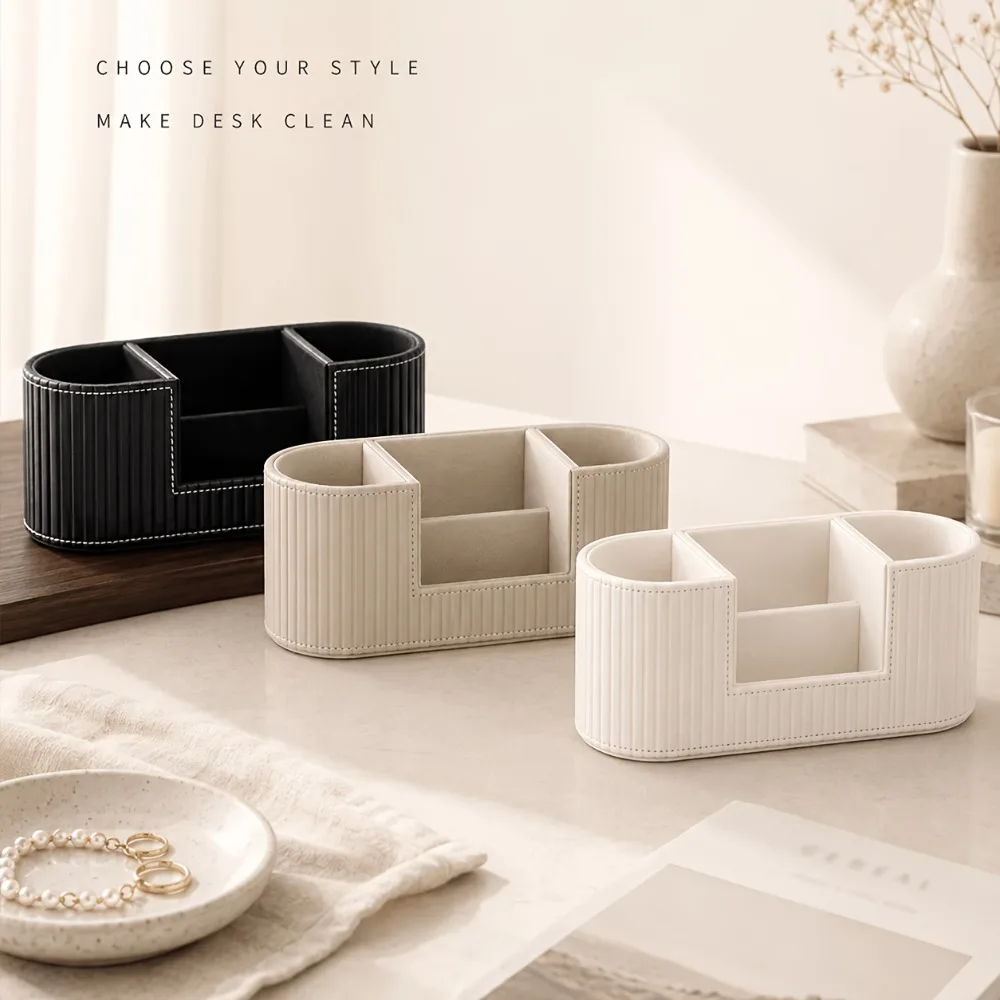 Light Luxury Style Makeup Brush Storage Box Dressing Table High-end Desktop Storage Box Creative Design Oval Storage Tube