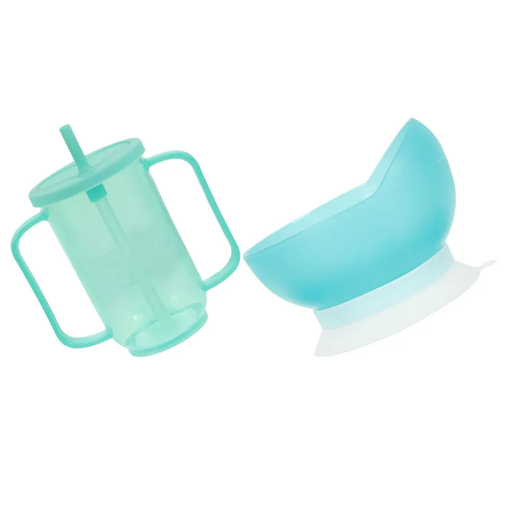 

1 set Care Cup Bowl Set for Elderly Dysphagia Bedridden Anti Leak Spill Proof Silicon Feeding Tool Nursing Aids