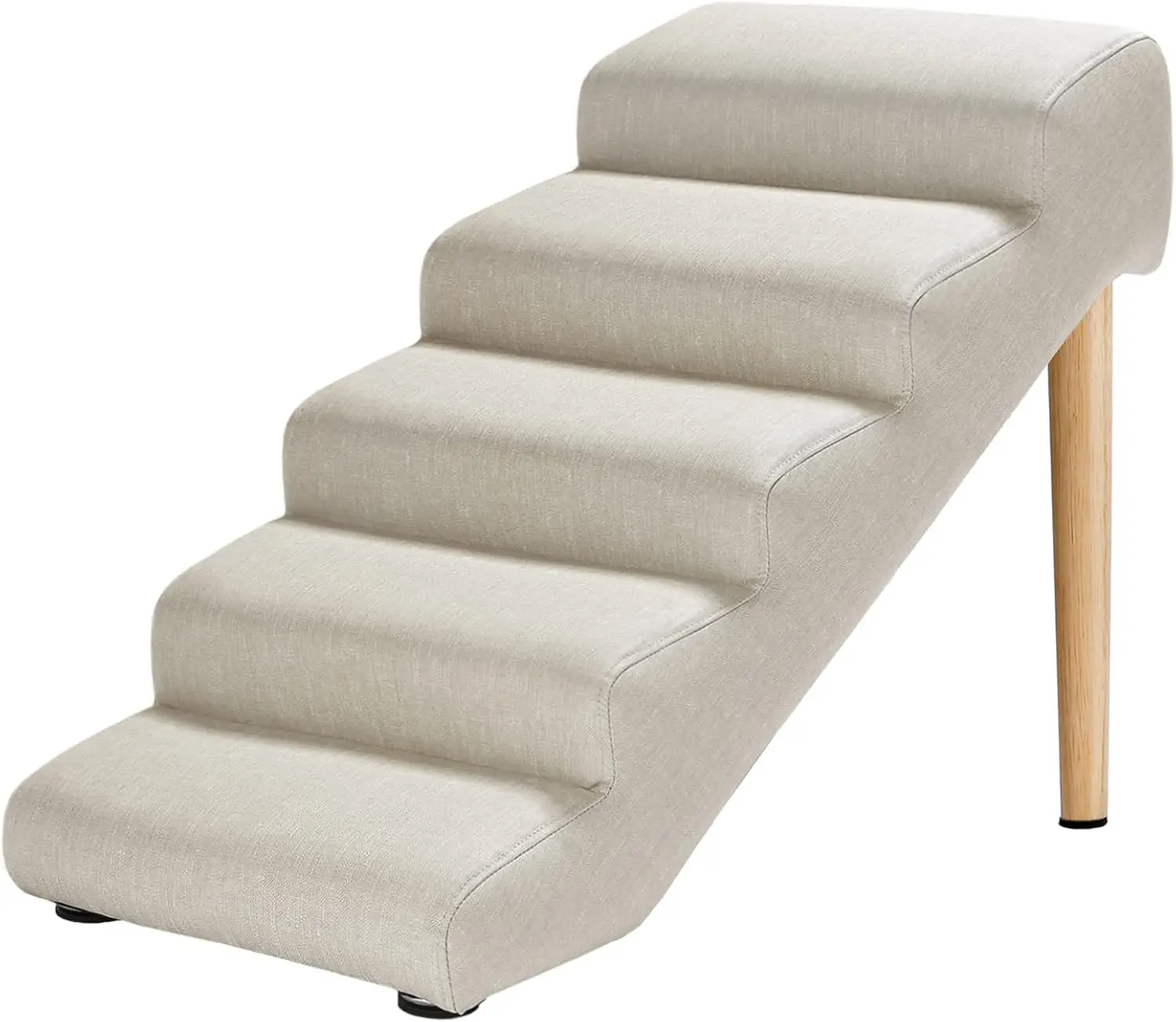 Imitation Linen Faux Leather Dog Stairs, for Pets up to 150 lbs, Waterproof, Scratch Resistant Pet Steps/Stairs with High Densit