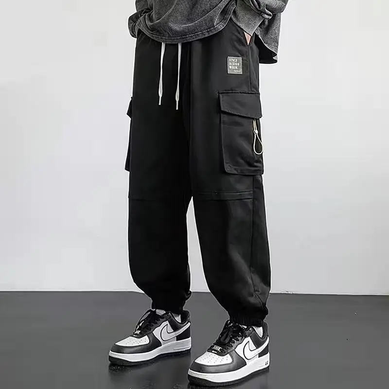 

Легкие мужские брюки-карго, повседневные, осенне-летние, новые, модные, спортивные джоггеры с карманами, свободного кроя, длинные брюки