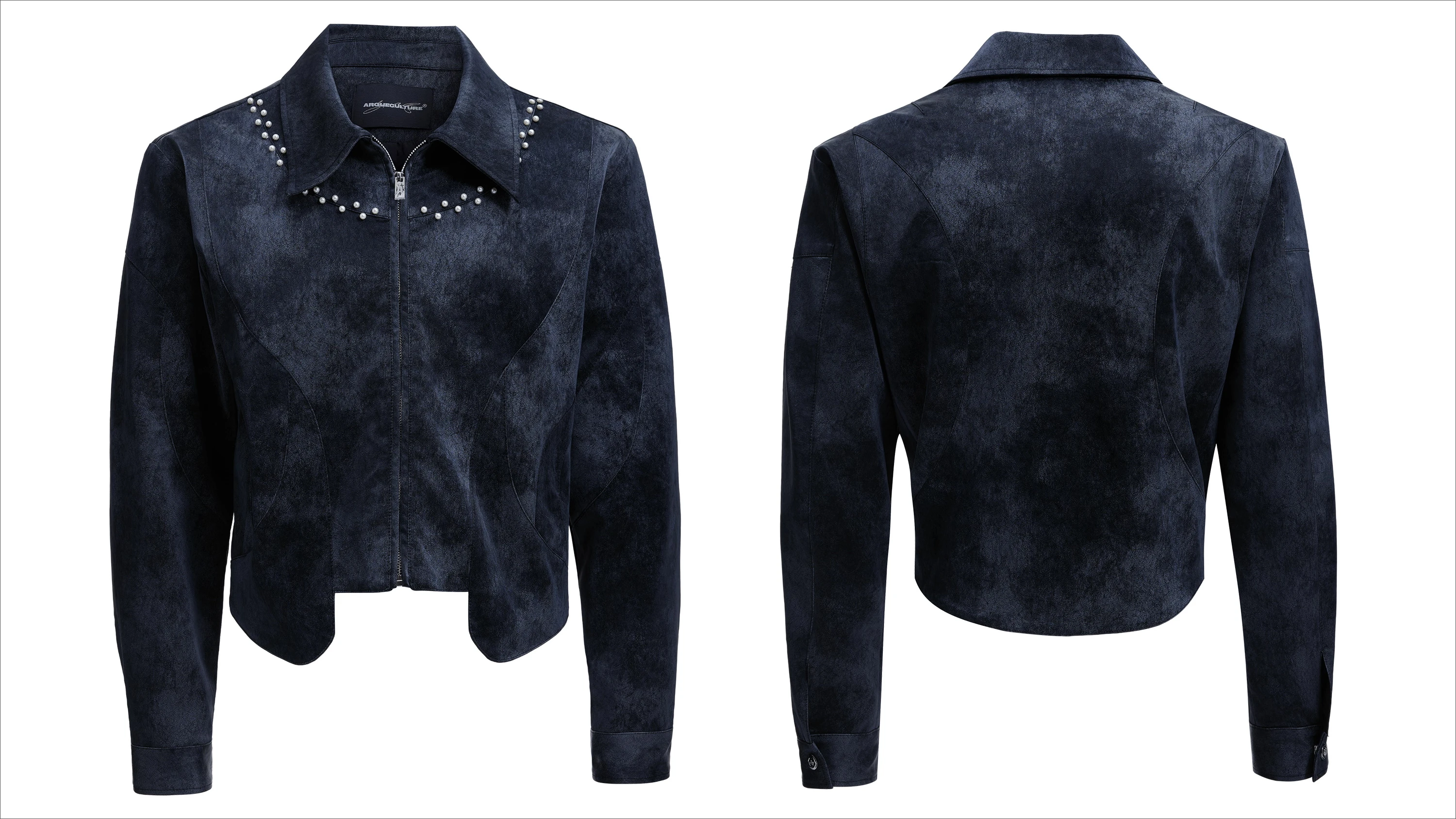 Men's 2025 Autumn New Niche Pearl Decoration Faux Leather Jackets Men's Long Sleeve Short Style Jacket Tops Male Handsome Coats