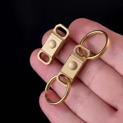 Llavero doble anillo liberación rápida latón amarillo giratorio
