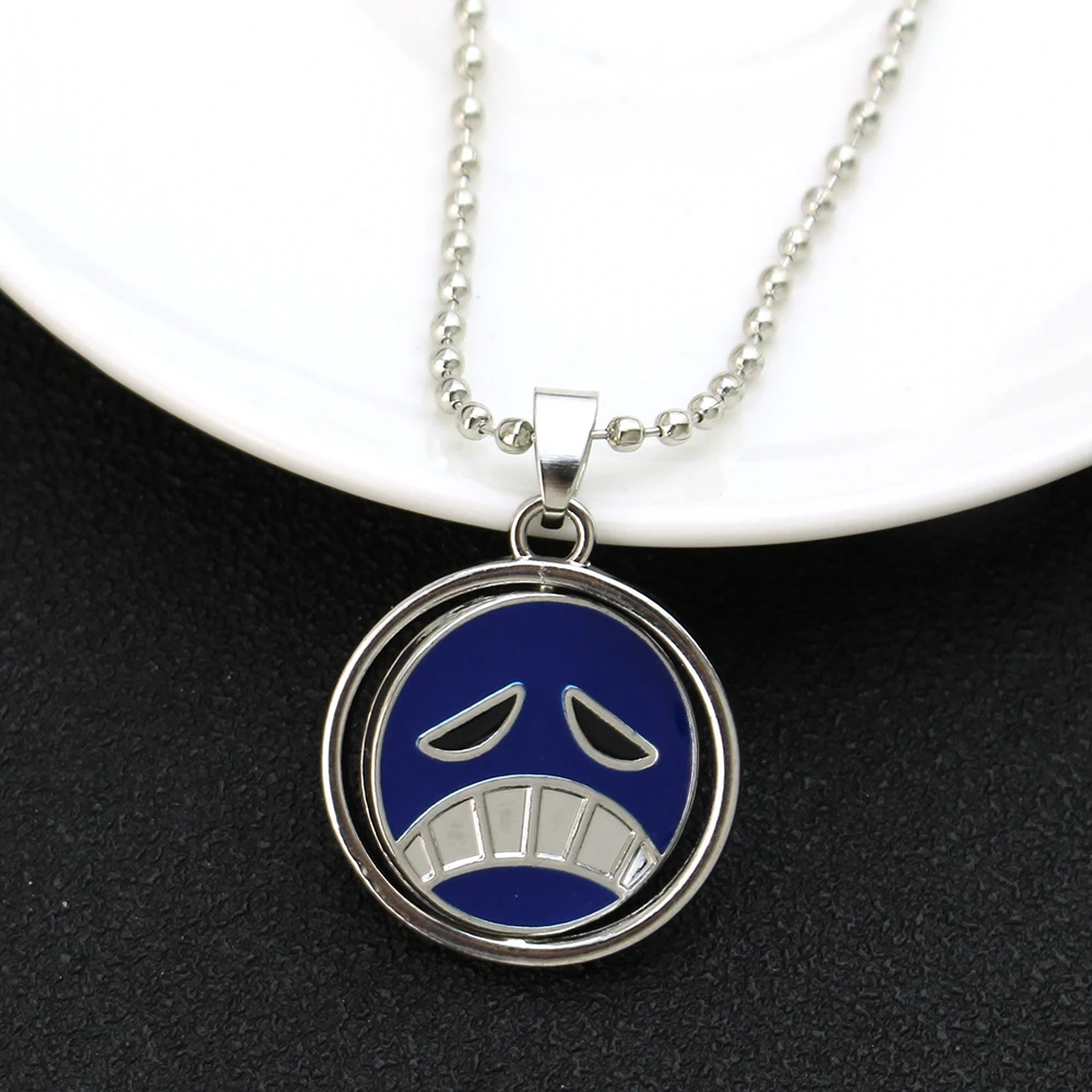 Anime One Piece Necklace Portgas D Ace Keychain Metal Necklaces Jewelry Creative Rotating Pendant Chains Choker Keychain