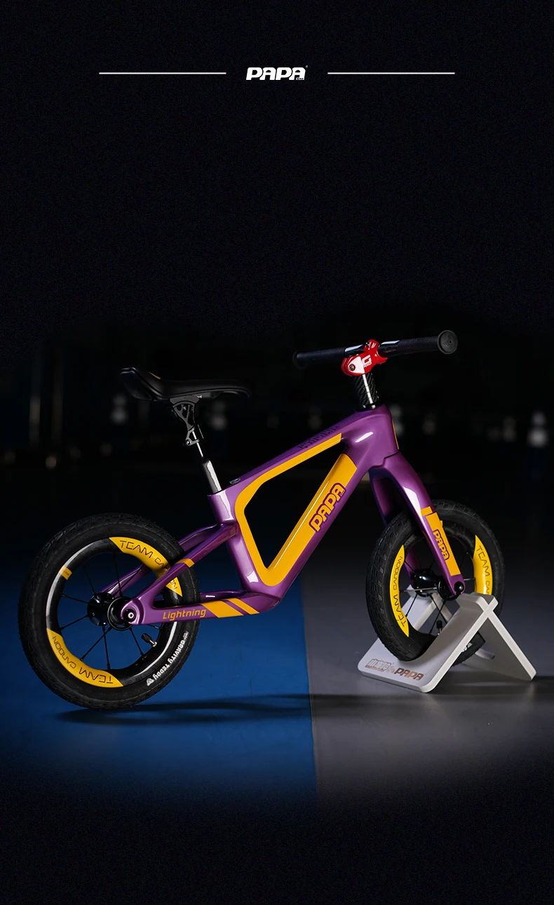 PAPABIKE Lightning Carbon Fiber T700&T800 Frame Balance Bike Professional Upscale Ultra-light Double Triangular Run Bike Frame