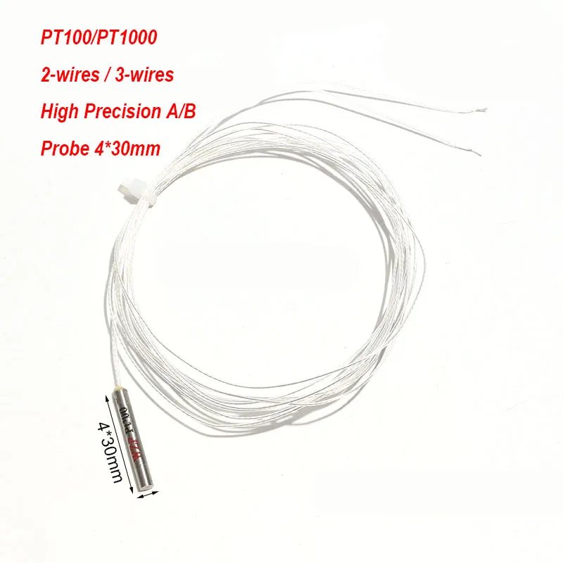 PT100/PT1000 high Accuracy A/B Temperature Sensor Probe 316 Stainless Steel Seamless Pipe 4*30mm Industrial Process Control