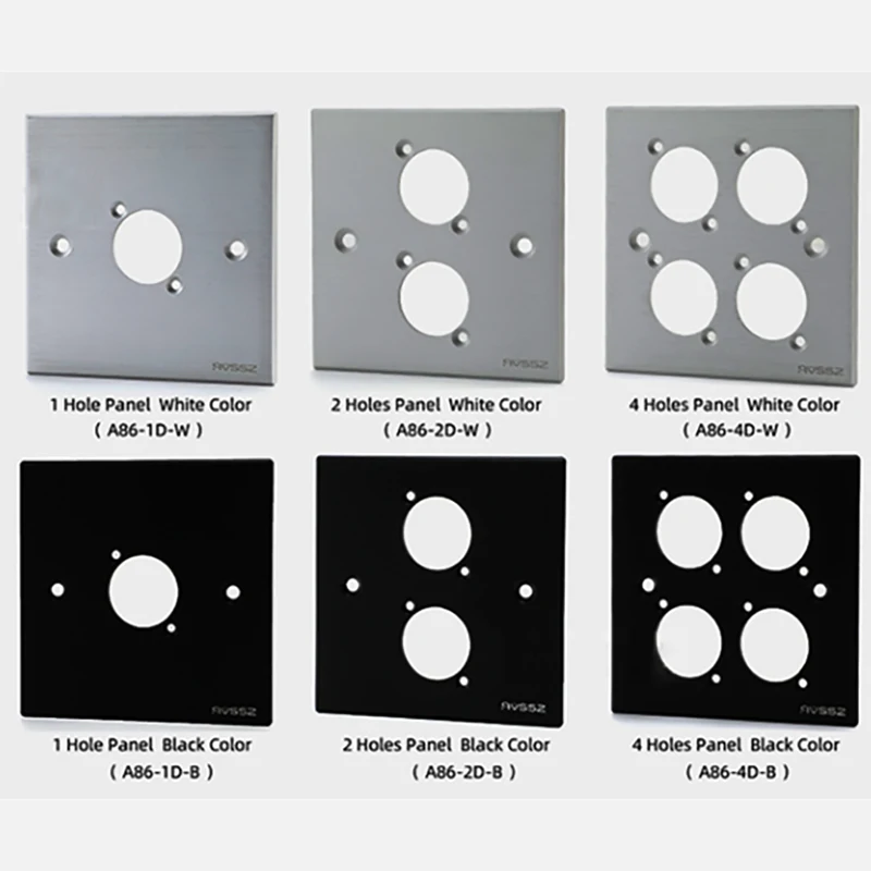 Prises murales XLR RCA de type D, carte vierge, boîte d'information 86, prise de courant audio vidéo, alliage d'aluminium, 1, 2, 3/4 trous