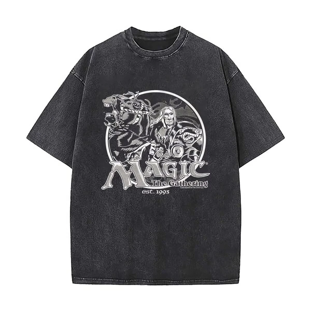 Magic The Gathering Vintage Washed T-Shirt Retro Game Print Unisex Short Sleeve Men Women Harajuku Oversized Casual Streetwear