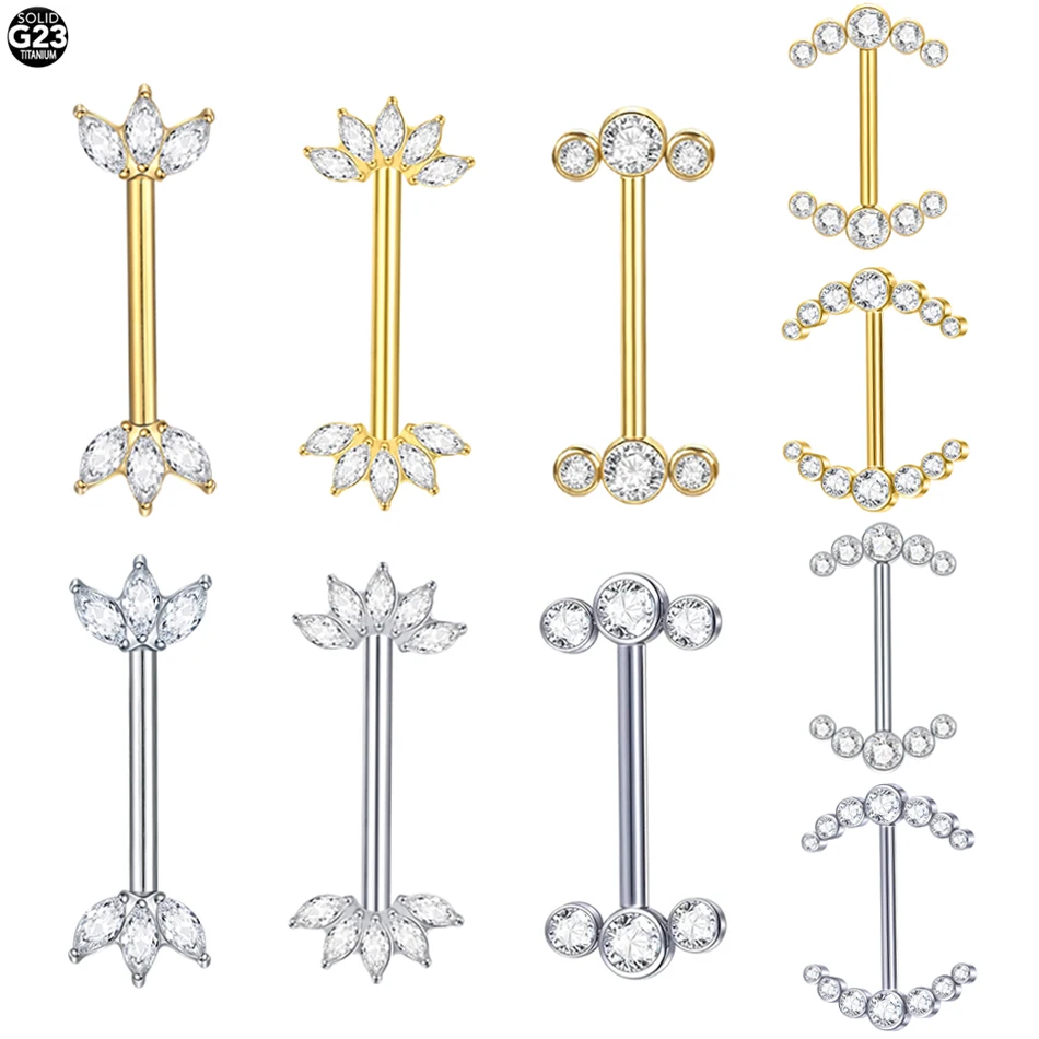 1Pc G23 Titanium Nipple Piercing Barbell Ring Flower Internally Threaded Nipple Shield Ring for Sexy Women Body Piercing Jewelry