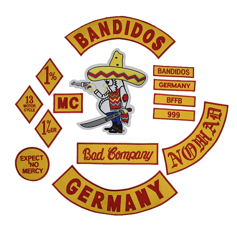 DIY Custom Clothing Bandidos Germany Embroidery Patches Iron on Sticker For Appliqued Jackets Vests Accessories