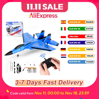 2.4GHz RC Plane 2CH Remote Controlled SU35 Fighter RC Aeroplane RTF for Beginners, FX620 Aeroplane Toy with Lights USB Charging