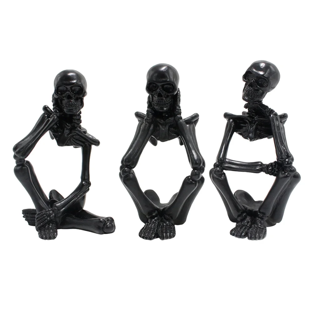 

3pcs Skull Cool Resin Garden Ornament For Outdoor Lawn Courtyard Skull Decoration Decor Halloween Party